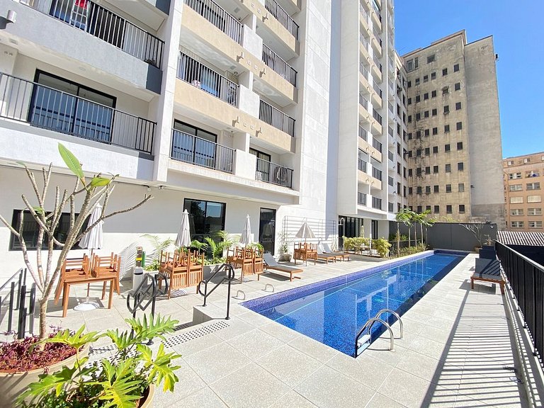 Studio TOP - Cama Queen + Piscina e Rooftop