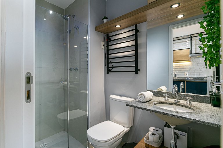 Studio TOP - Cama Queen + Vaga, Piscina e Rooftop