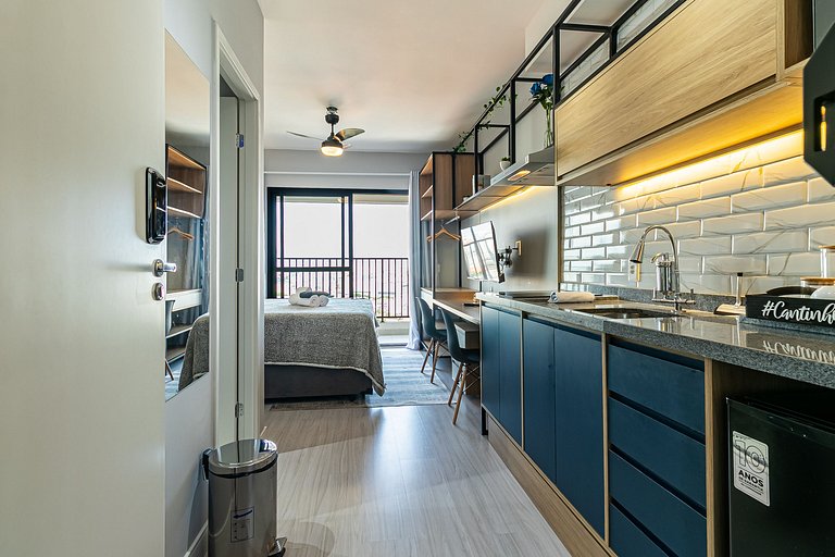 Studio TOP - Cama Queen + Vaga, Piscina e Rooftop