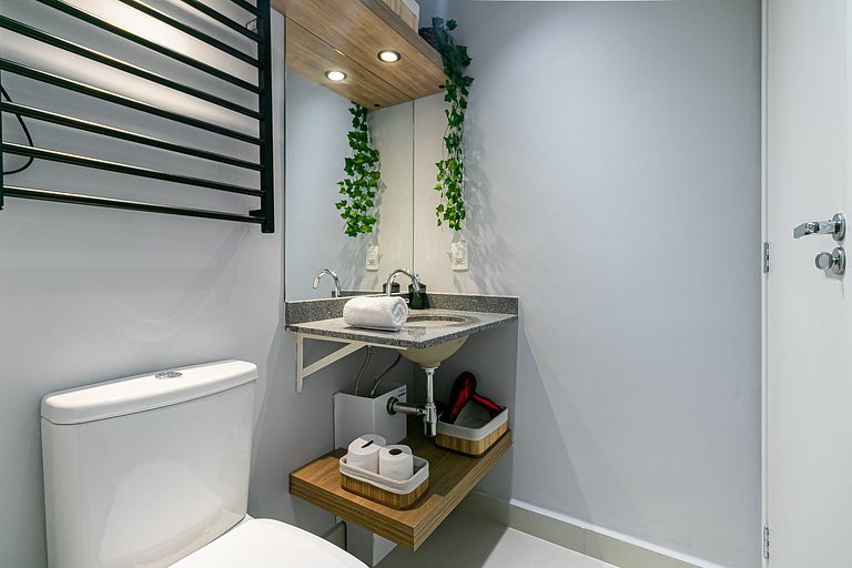 Studio TOP - Cama Queen + Vaga, Piscina e Rooftop