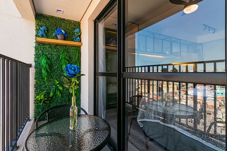 Studio TOP - Cama Queen + Vaga, Piscina e Rooftop