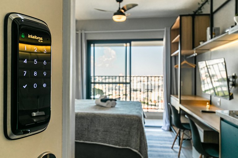 Studio TOP - Cama Queen + Vaga, Piscina e Rooftop