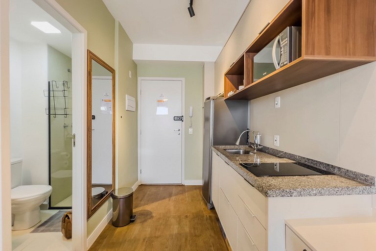 Studio com Vista Incrível + Vaga, AC e Piscina