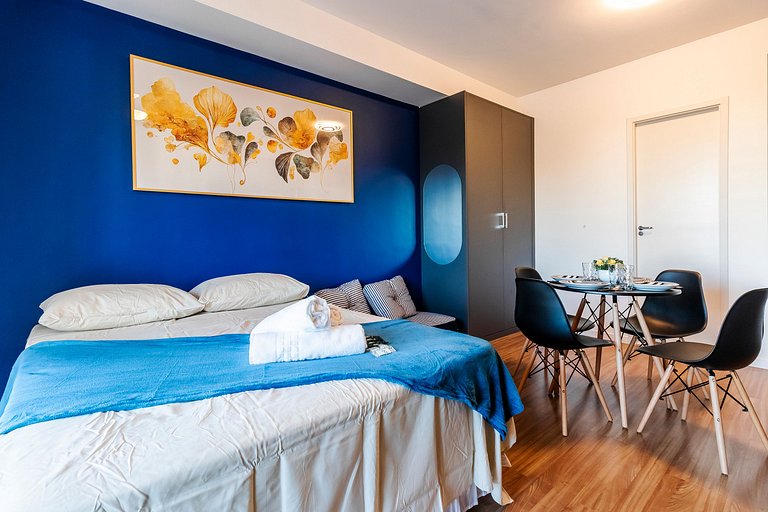 Studio p/ 4 pessoas + Vaga, Piscina e Rooftop!
