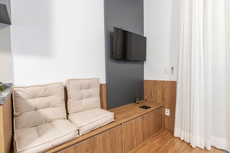 Studio p/ 4 pessoas + Piscina e Rooftop!