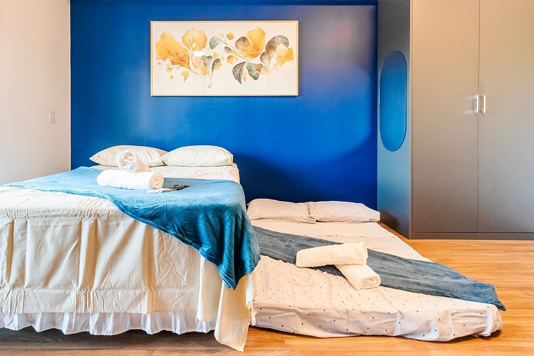 Studio p/ 4 pessoas + Vaga, Piscina e Rooftop!