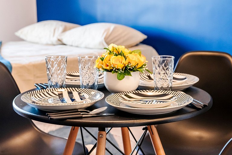 Studio p/ 4 pessoas + Piscina e Rooftop!