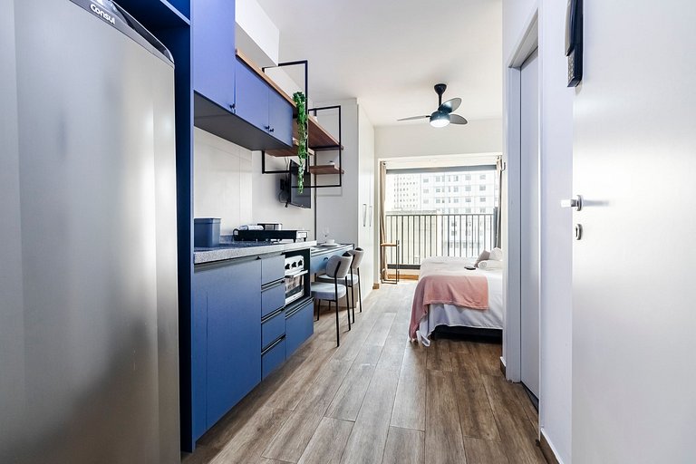 Studio Cama King + Piscina + Rooftop + Coworking