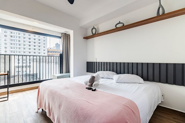 Studio Cama King + Piscina + Rooftop + Coworking