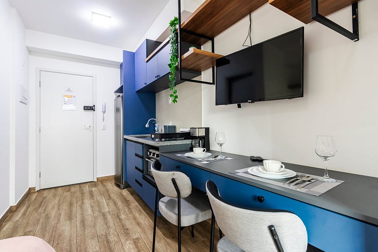Studio Cama King + Piscina + Rooftop + Coworking