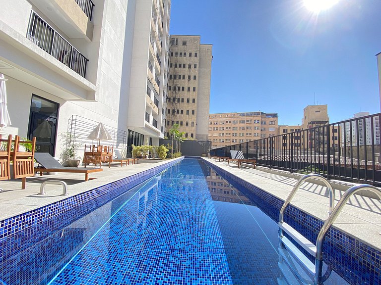 Studio Cama King + Piscina + Rooftop + Coworking
