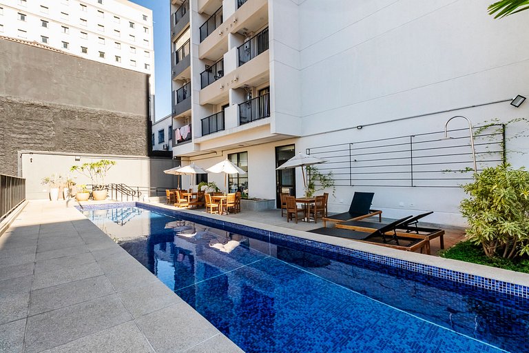 Studio Moderno + AC + Piscina + Rooftop