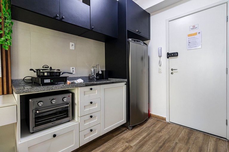 Studio Cama King + Piscina, Rooftop e Metrô