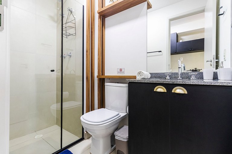 Studio Cama King + Piscina, Rooftop e Metrô