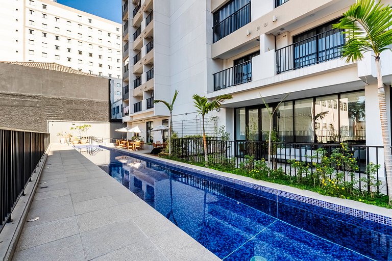 Studio TOPO de SP - 17º andar, AC, Piscina e Metrô