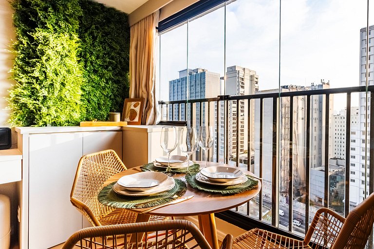 Studio Moderno C/ Vaga, AC, Piscina e Rooftop