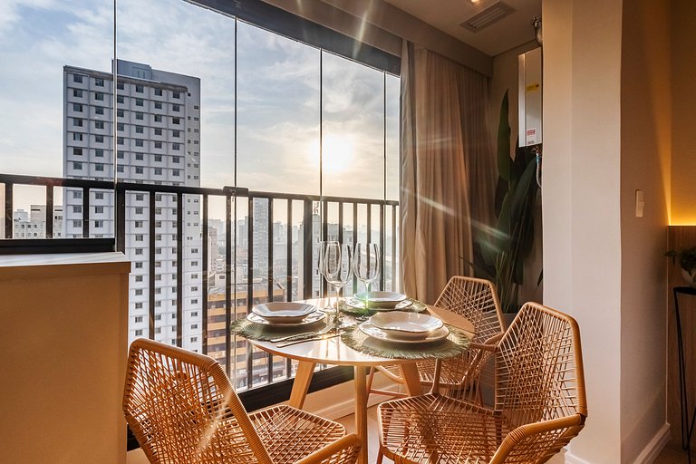 Studio Moderno C/ Vaga, AC, Piscina e Rooftop