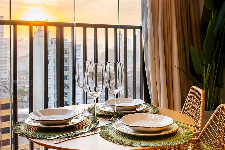 Studio Moderno C/ Vaga, AC, Piscina e Rooftop