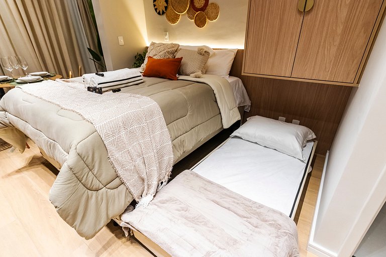 Studio Moderno C/ Vaga, AC, Piscina e Rooftop