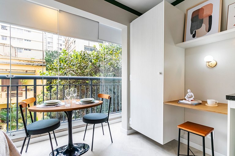 Studio Calmo c/ Vista Verde a 650m da Av. Paulista