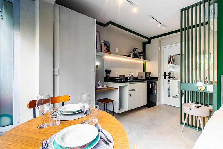 Studio Calmo c/ Vista Verde a 650m da Av. Paulista