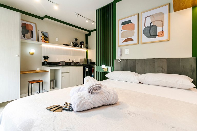 Studio Calmo c/ Vista Verde a 650m da Av. Paulista