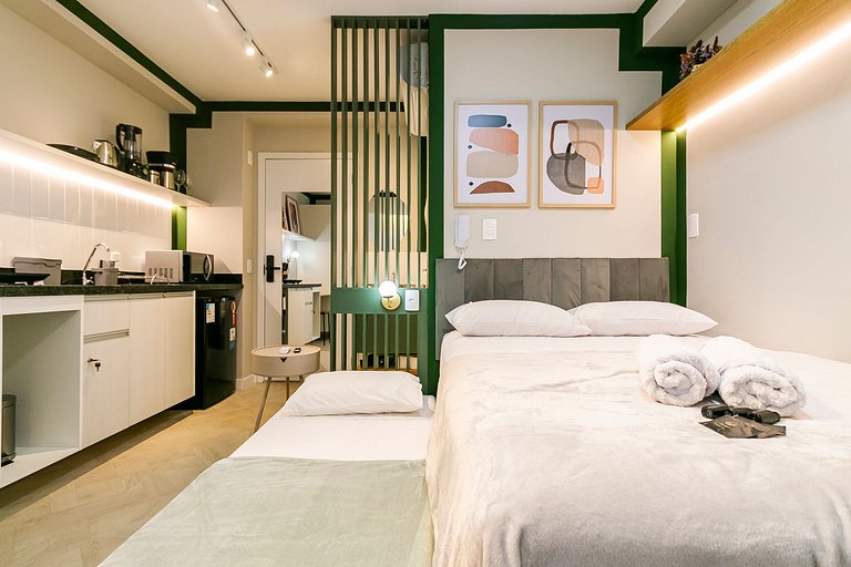 Studio Calmo c/ Vista Verde a 650m da Av. Paulista
