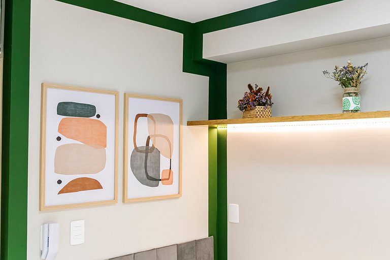 Studio Calmo c/ Vista Verde a 650m da Av. Paulista