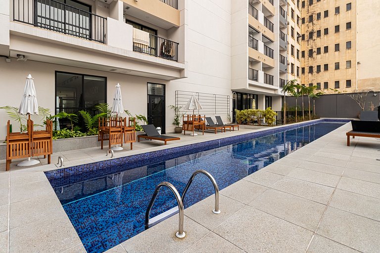 Studio p/ 4 pessoas - Piscina, Coworking e Rooftop