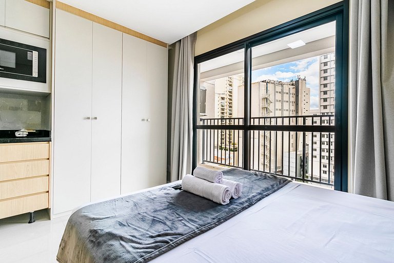 Studio p/ 4 pessoas - Piscina, Coworking e Rooftop