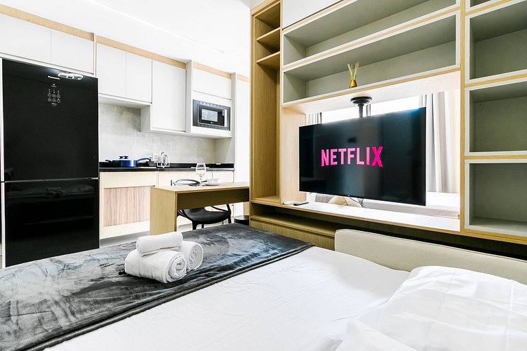 Studio p/ 4 pessoas - Piscina, Coworking e Rooftop