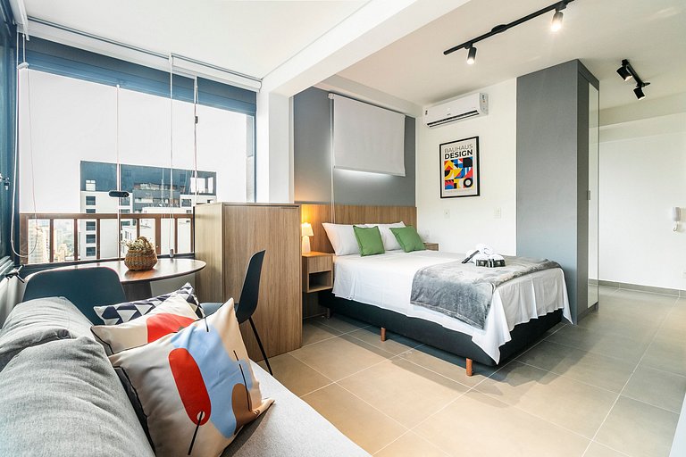Apê descolado com vista incrível 2 min da Paulista