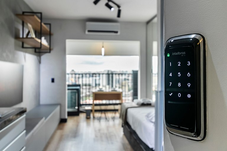 Studio Luxo e Vista Incrível + AC, Vaga e Piscina