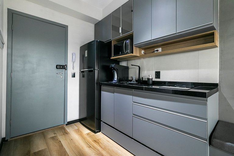 Studio Luxo e Vista Incrível + AC, Vaga e Piscina