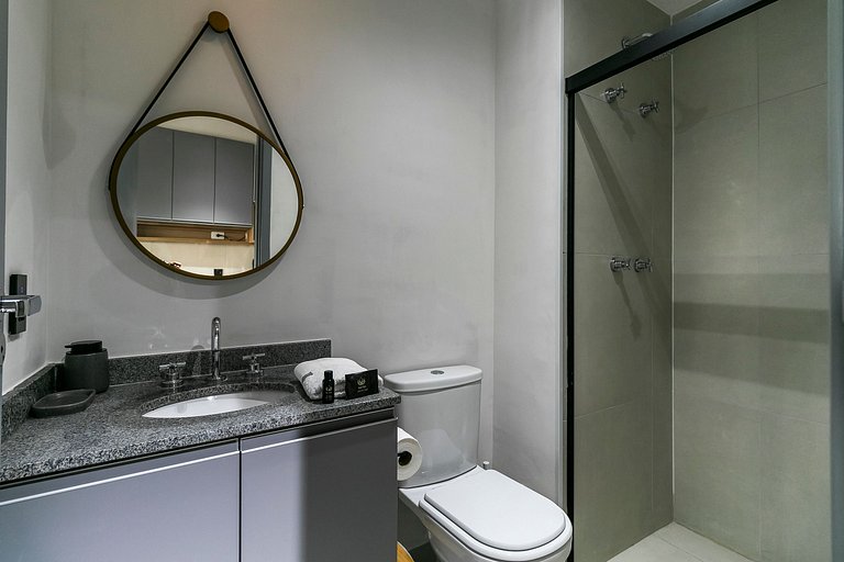 Studio Luxo e Vista Incrível + AC, Vaga e Piscina