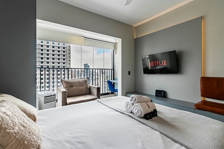 SP Luxo - Cama Queen - Andar Alto e AC