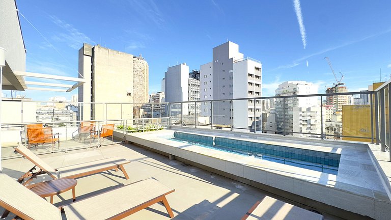 Apê Descolado na República - Rooftop e Piscina