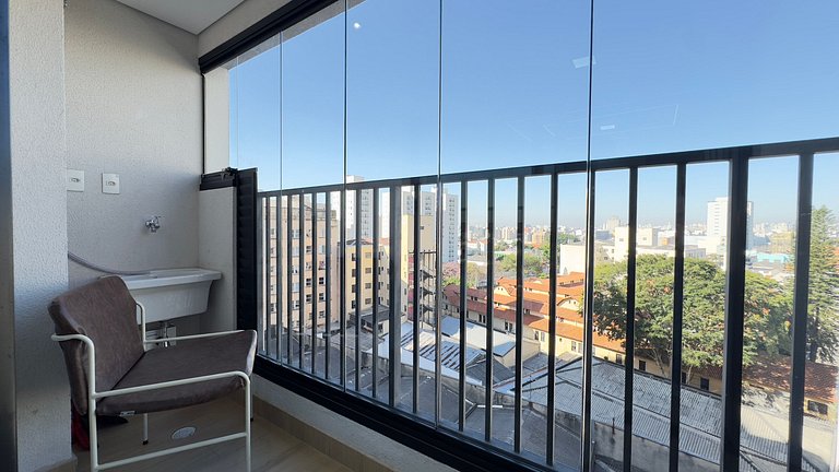 Apê Moderno com 2 Camas de Casal + Frente ao metrô