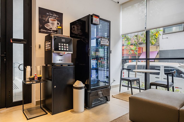 Studio p/ 4 pessoas + Vaga, Piscina e Coworking