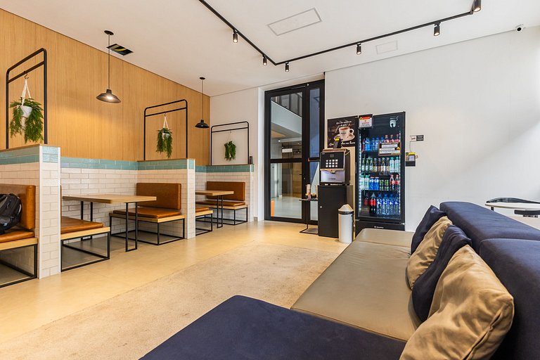 Studio p/ 4 pessoas + Vaga, Piscina e Coworking